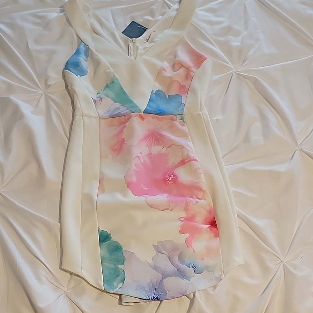 Hello Molly Multicolored Sheath Dress with Halter Neckline for Cocktail